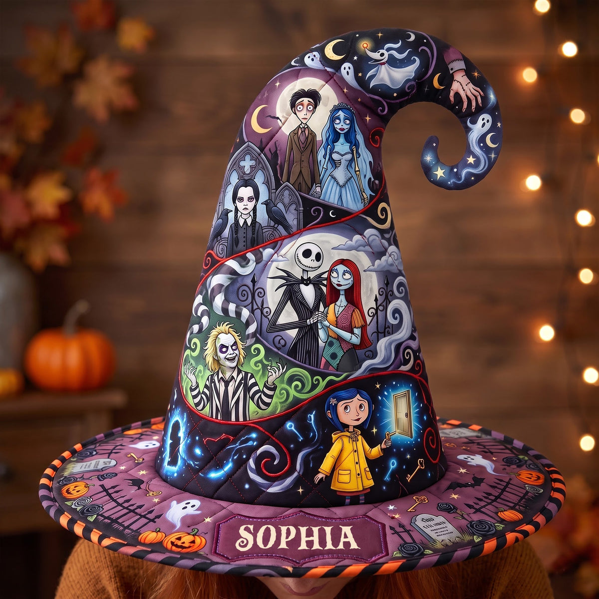 Spooky Haunted Village - Personalized Quilted Witch Hat - Halloween Gifts