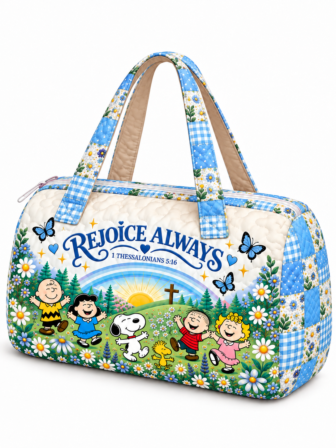 Rejoice Always Gift For Her - Personalized Christian Quilted Duffle Bag