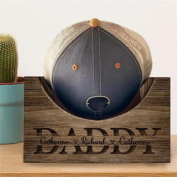 litzzy Personalized Hat Holder, Wooden Hat Holder, Wood Hat Box, Baseball Hat Holder, Cap Organizer, Cap Stand, , Father's Day Gifts Inactive Custom Wooden Sign   