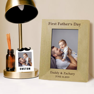litzzy Personalized Photo Frame First Father's Day Wood Picture Frame For New Dad, Gift For Father's Day, Custom Photo Frame Gift Photo Frame Vertical S：6.5×8.5×0.6in（16.6×21.6×1.5cm） 