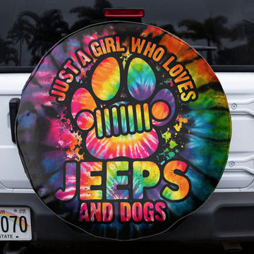 Jeep Dog Paw Colorful Tie Dye Spare Tire Cover