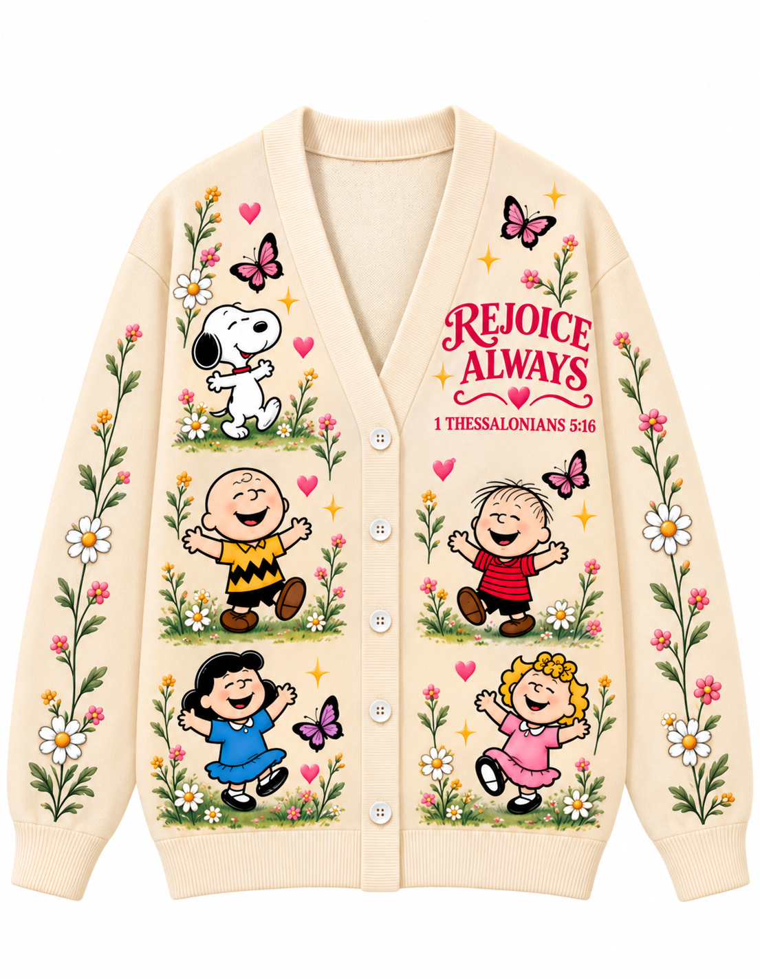 Rejoice Always Gift For Her - Personalized Christian Knitted Cardigan