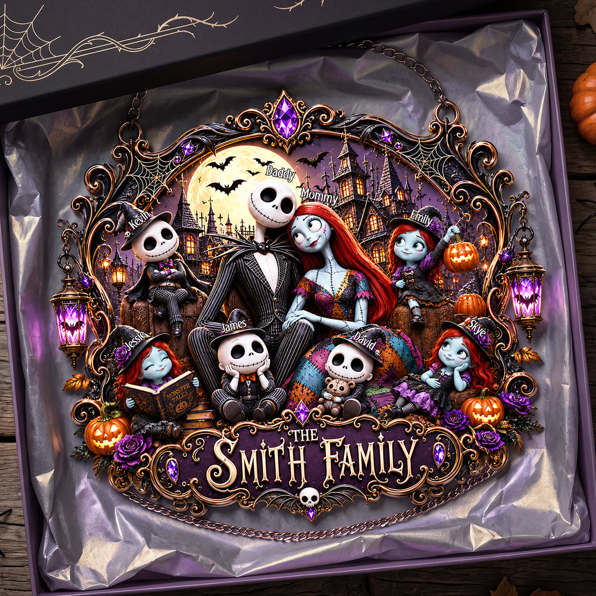 “Embrace the Spookiness Together” - Personalized Spooky Family Acrylic Sign - Unique Halloween Gift for Families, Friends, and Loved Ones Acrylic Sign PopCulturePrints