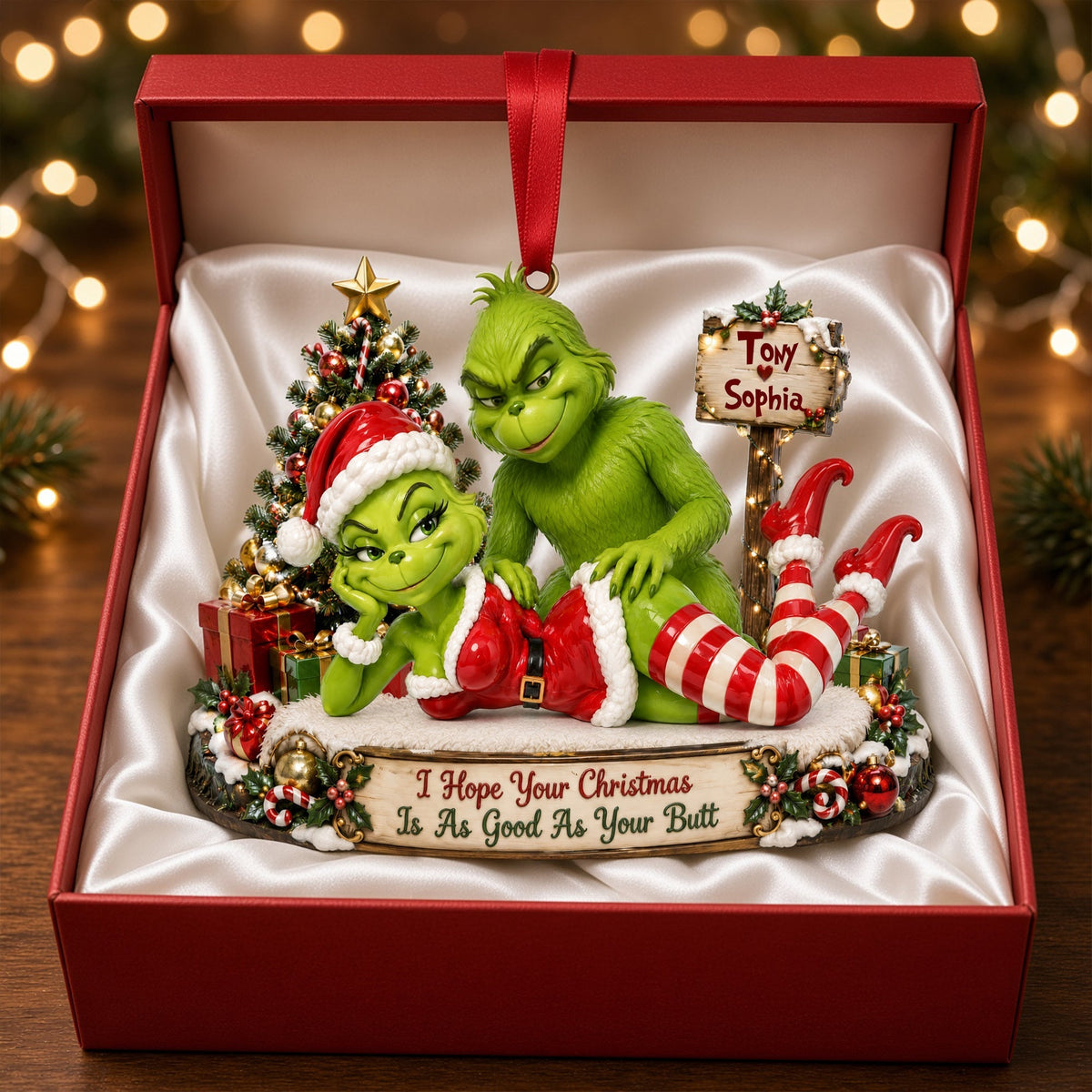 I Hope Your Christmas Is As Good As Your Butt - Personalized Cheeky Christmas Couple Ornament Ornament PopCulturePrints