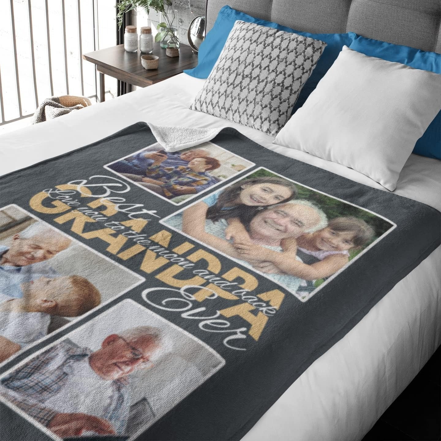 litzzy Custom Photo Blanket, Best Dad Ever Blanket, Grandpa Blanket Daddy Blanket, Father's Day Blanket for Dad, Best Gift Ideas For Fathers, Gift for Him Fleece Blanket   