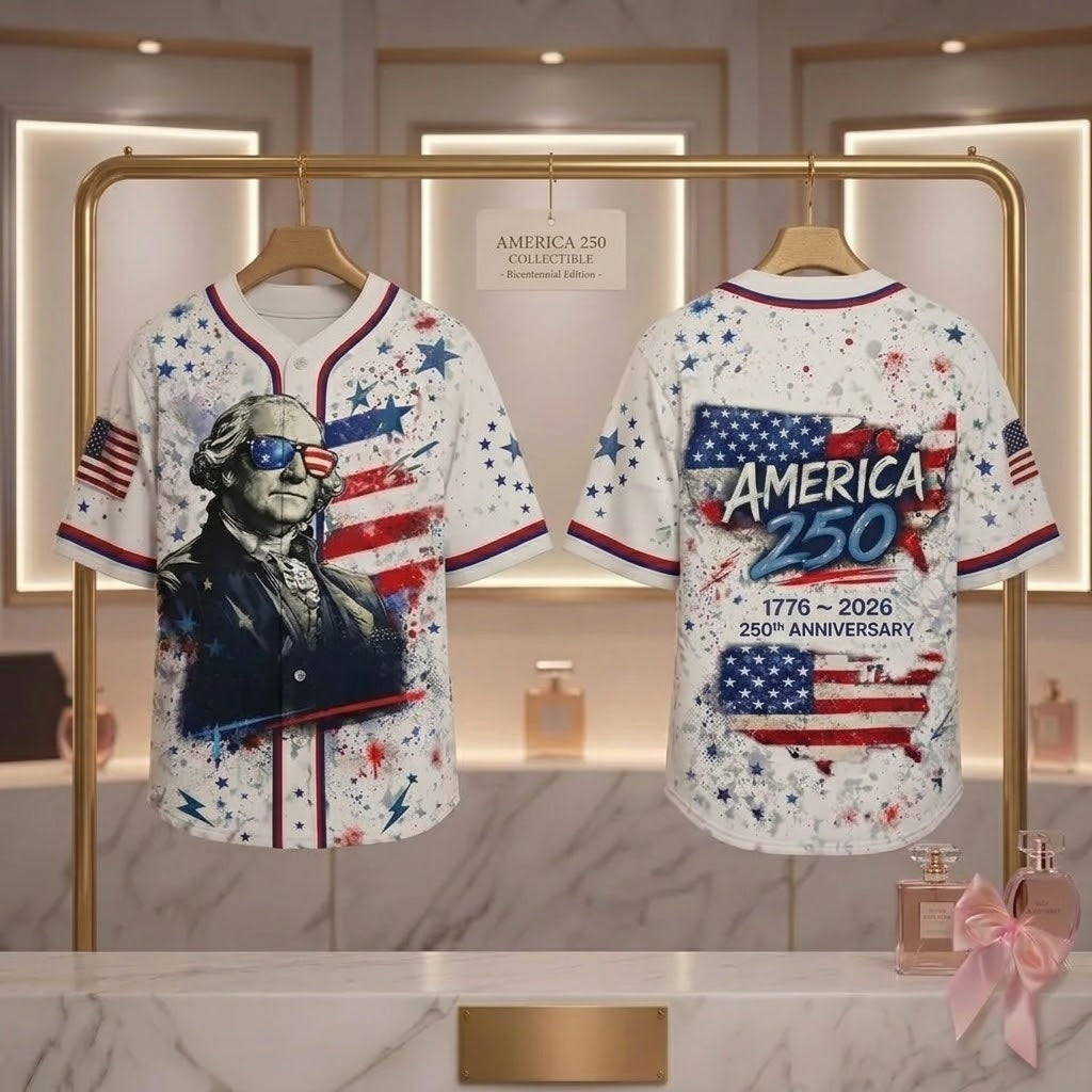America 250th Anniversary George Washington Red White Blue - Baseball Jersey - Gift For Patriots - image 5
