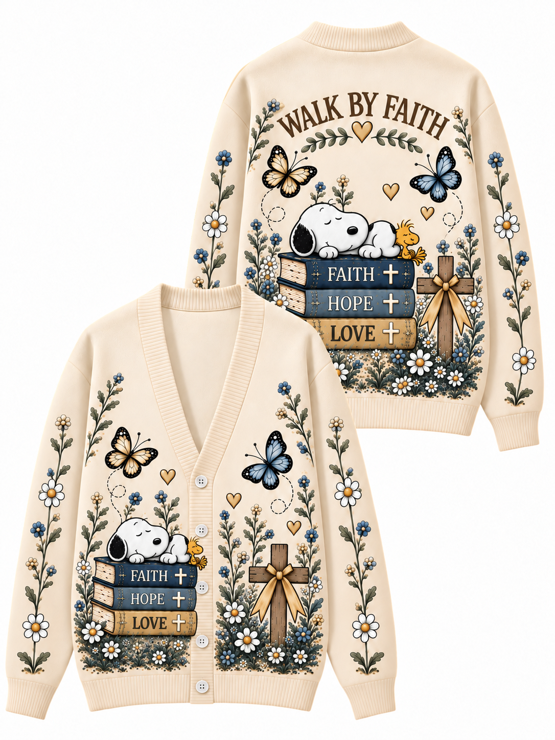Walk By Faith Gift For Her - Personalized Knitted Cardigan