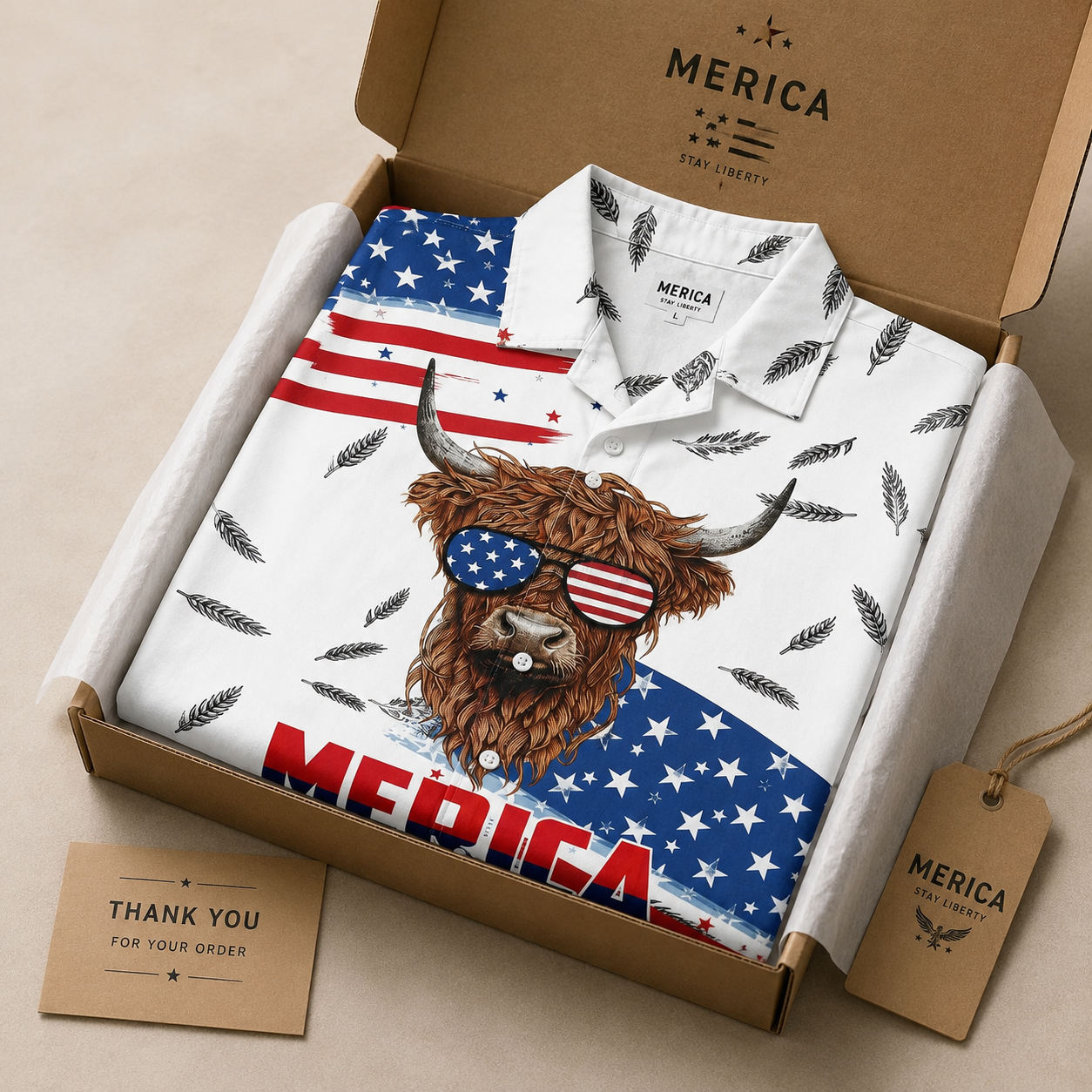 Funny 4th of July Patriotic Highland Cow Sunglasses American Flag - Personalized Hawaiian Shirt - Gift For Patriots - image 5