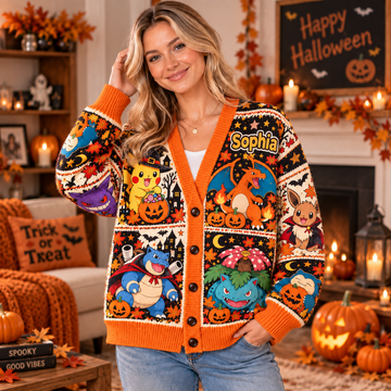 PoMo Halloween Spooky Season Gift For Fan Movies - Personalized Cardigan DN0310260214