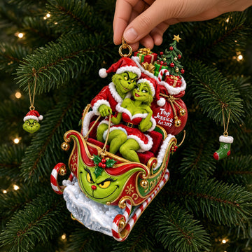 “Spreading Cheer with a Fun Twist” - Fun Mischievous Snow Ride Acrylic Ornament, Personalized Gift for Couples Ornament PopCulturePrints