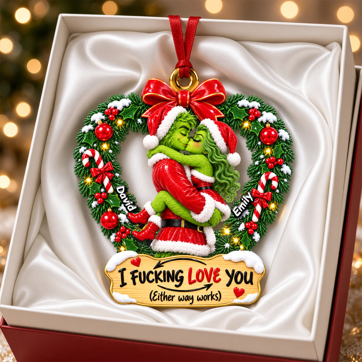 I F*CKING LOVE YOU - Kissing Couple Christmas Ornament - Personalized Gift for Couples Ornament PopCulturePrints