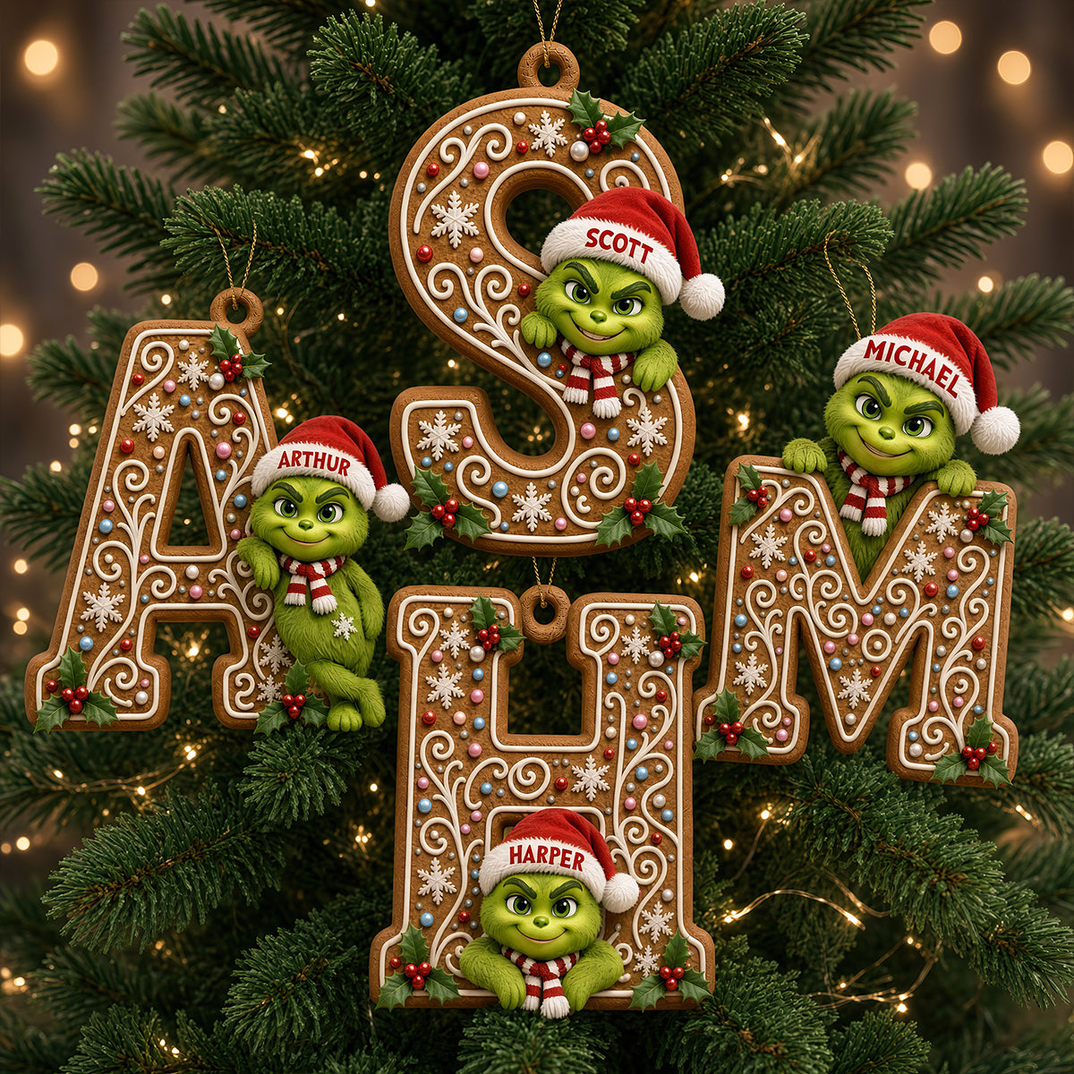 “Spread Holiday Cheer with Personalized Charm” - Whimsical Character Initial Alphabet Ornament - Personalized Christmas Gift Ornament PopCulturePrints