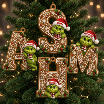 “Spread Holiday Cheer with Personalized Charm” - Whimsical Character Initial Alphabet Ornament - Personalized Christmas Gift Ornament PopCulturePrints