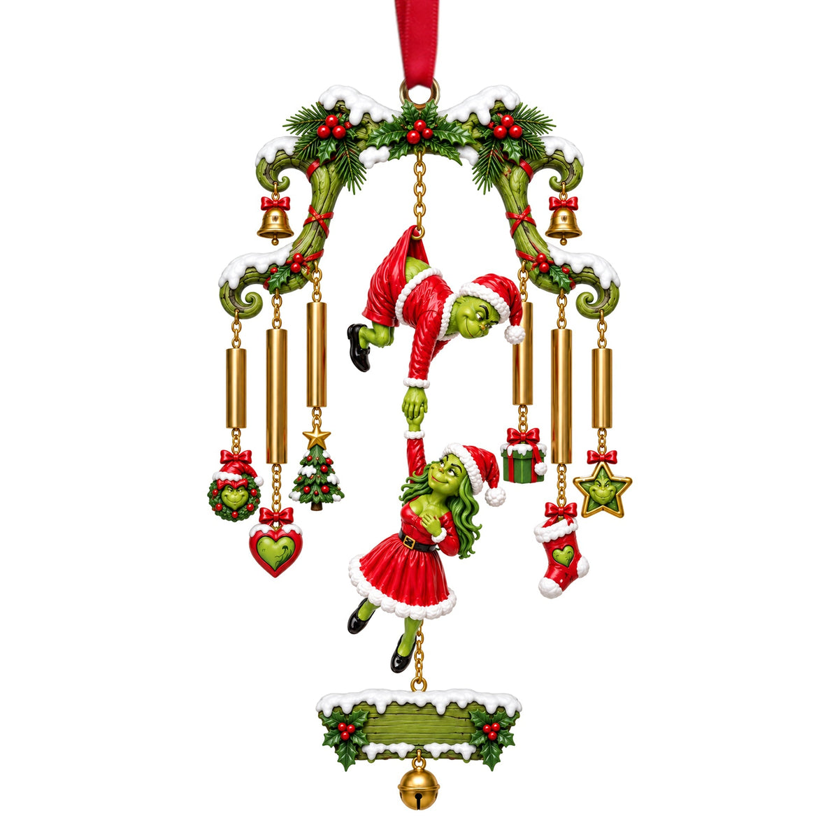 Naughty Grinch Couple Christmas Ornament - Personalized Gift for Couples Ornament PopCulturePrints