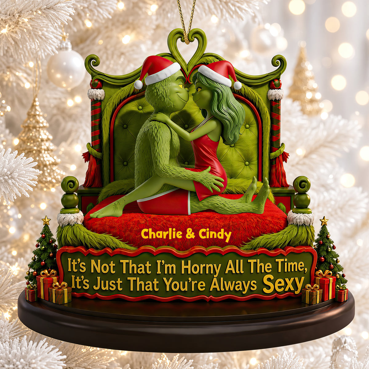 Playful Couple Acrylic Ornament - Personalized Christmas Gifts for Couples Ornament PopCulturePrints
