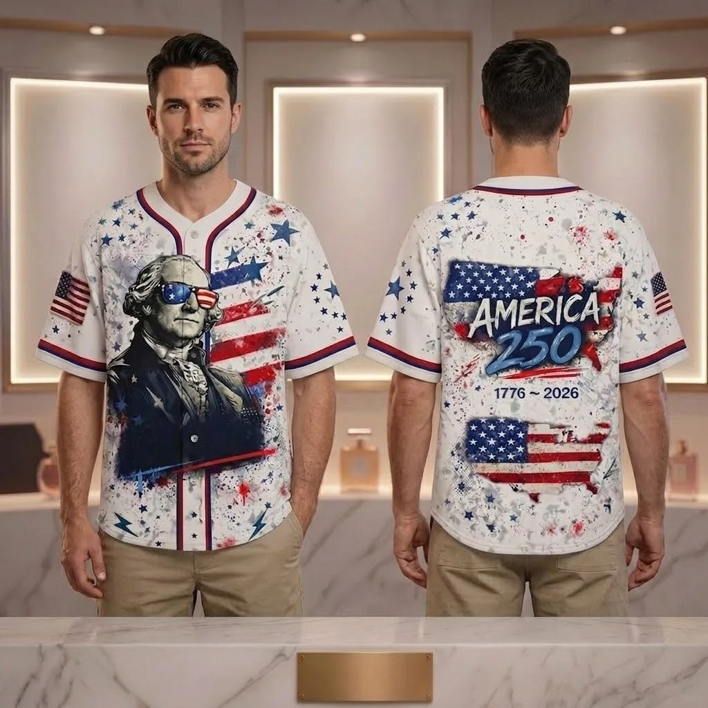 America 250th Anniversary George Washington Red White Blue - Baseball Jersey - Gift For Patriots - image 2