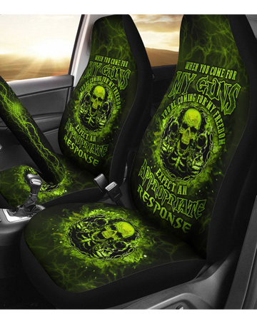 When You Come For My G Green Skull Car Seat Cover TN0508261724