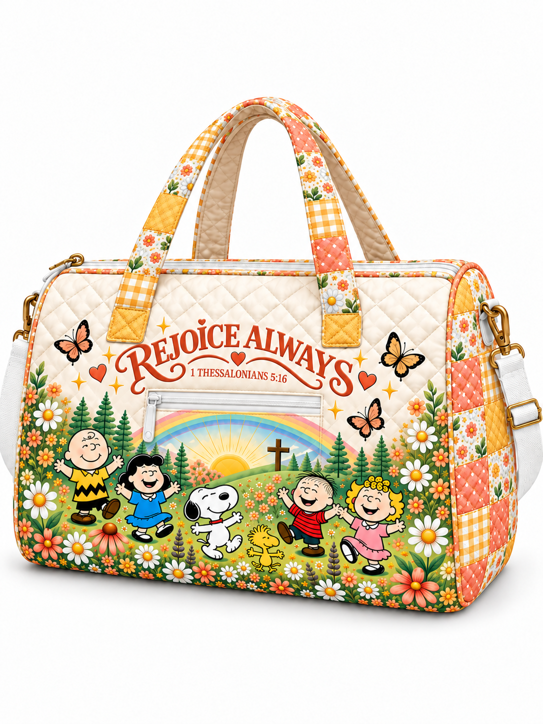Rejoice Always Gift For Her - Personalized Christian Quilted Duffle Bag