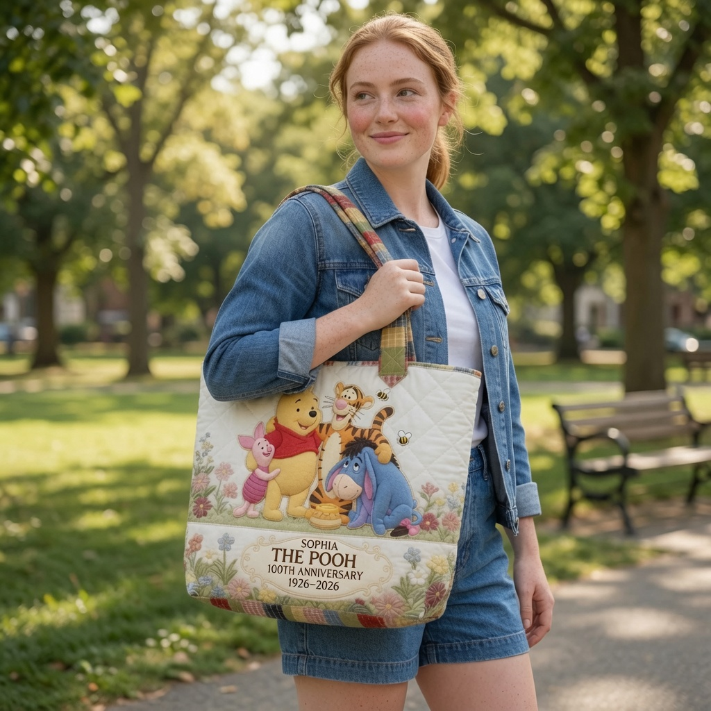 DSNY Honey Bear Celebrate Our 100th Anniversary - Personalized Quilted Tote Bag - Gift For Movie Fans HH01 - image 3