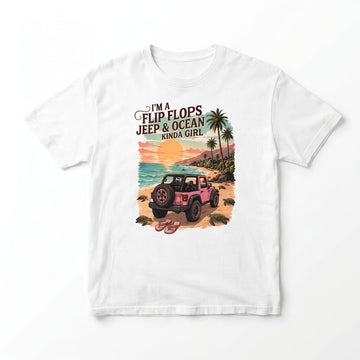 Flip Flops Jeep & Ocean Kinda Girl T-Shirt TN2407261015