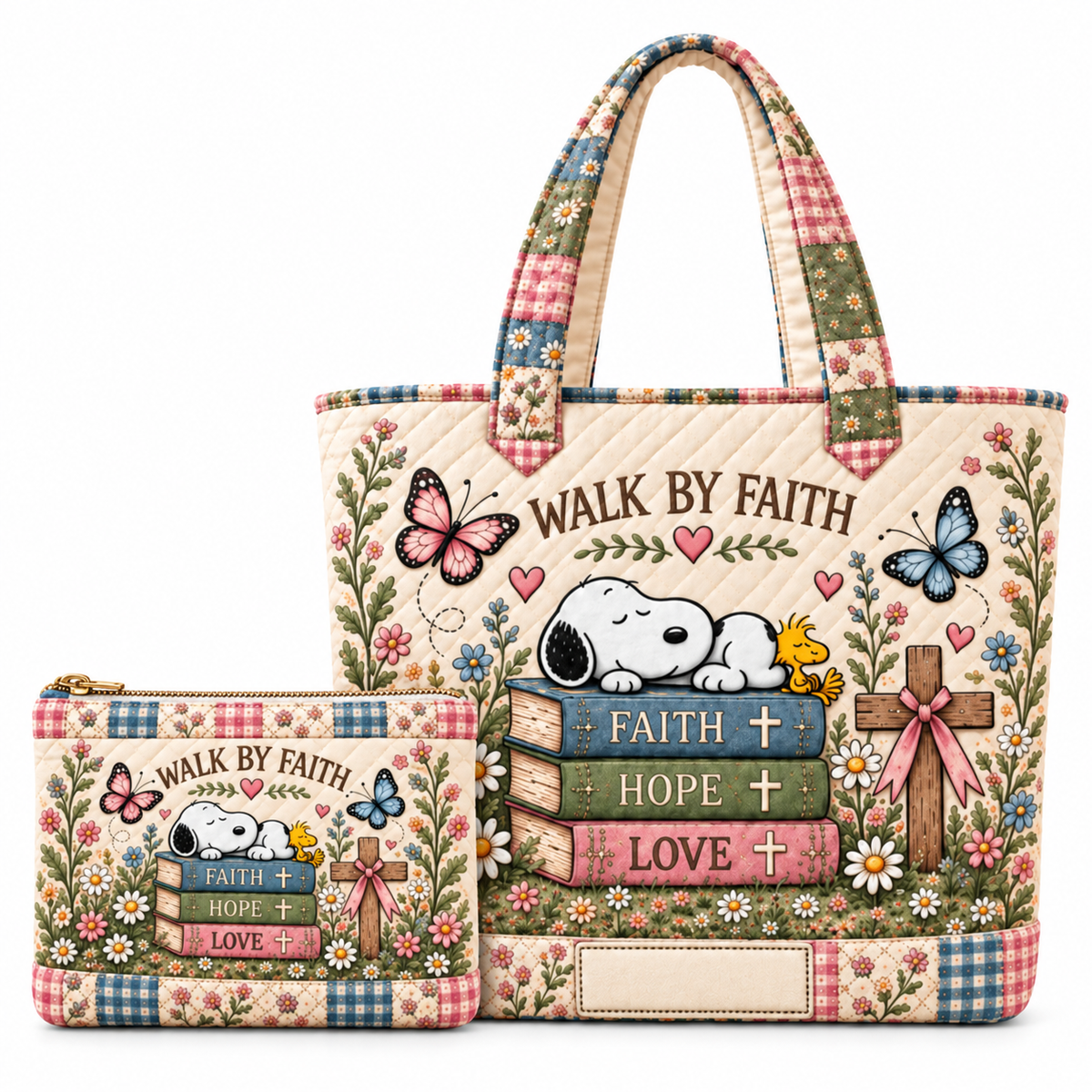 Walk By Faith Gift For Her - Personalized Quilted Tote Bag - P-Nust DN2410260051