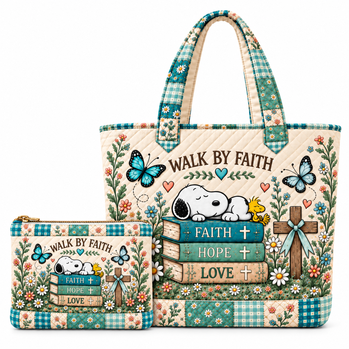 Walk By Faith Gift For Her - Personalized Quilted Tote Bag - P-Nust DN2410260051