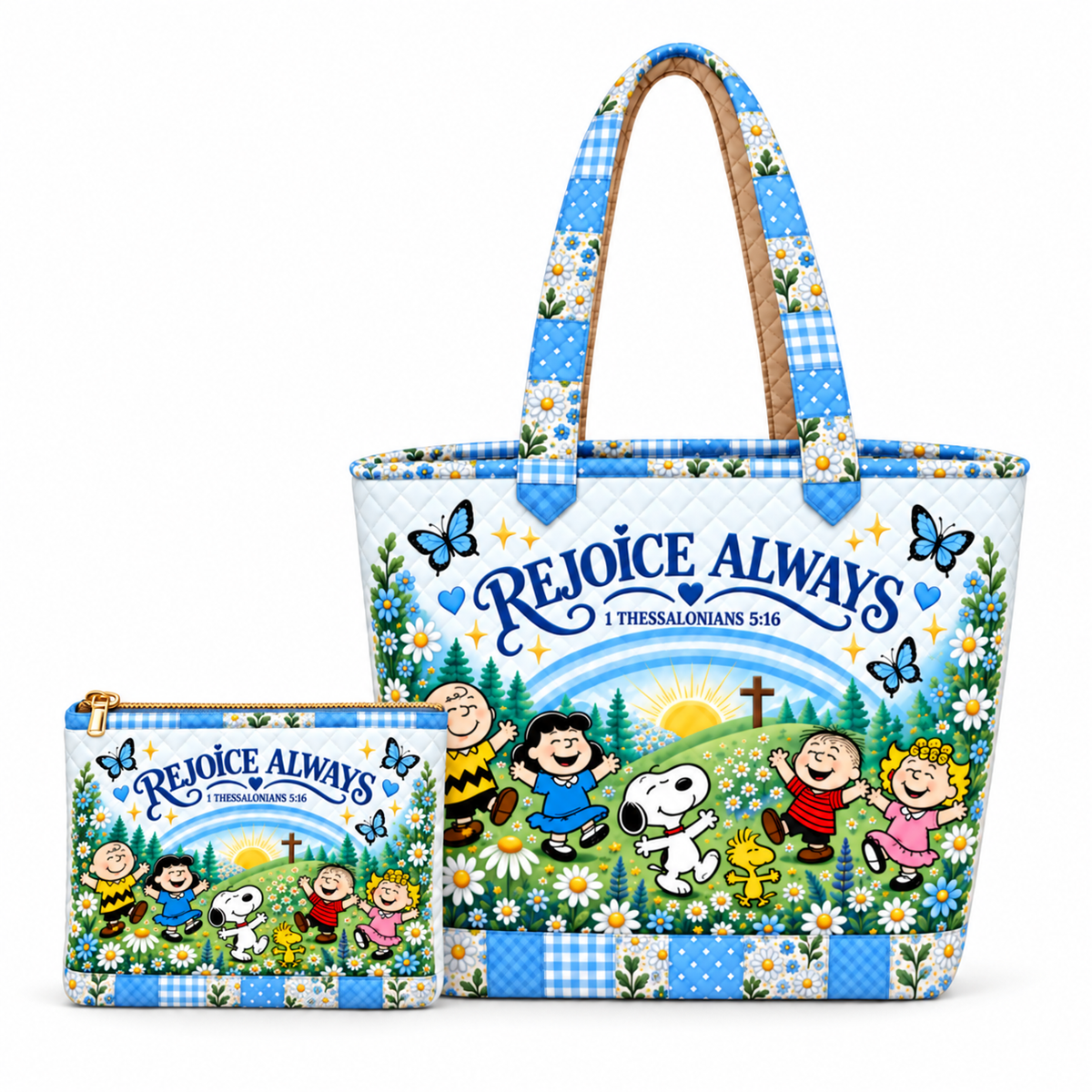 Rejoice Always Gift For Her - Peanuts Christian Quilted Tote Bag - P-Nust DN2410260050