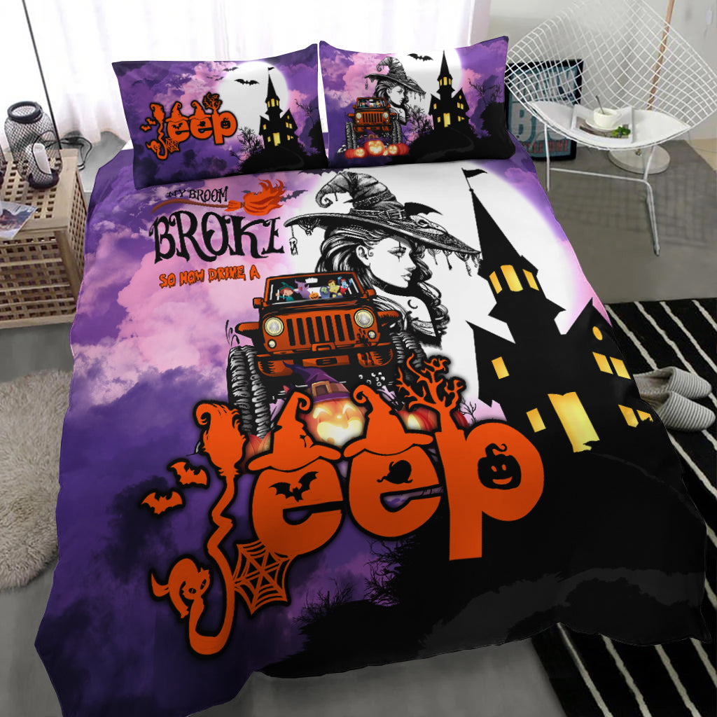 My Broom Broke So Now Drive A Jeep Halloween Bedding Set - LT2 - image 6