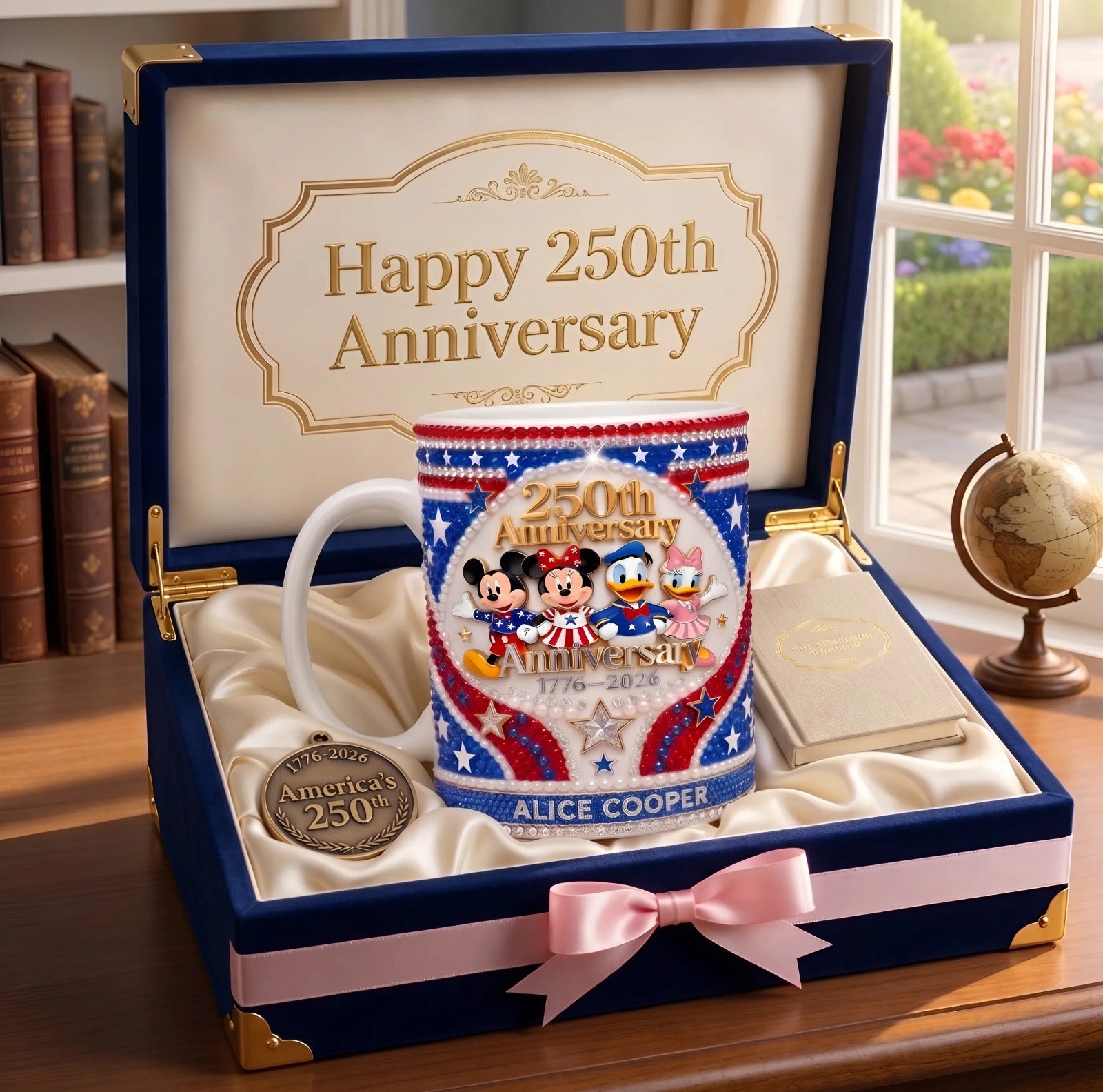 MkMo Magical Mouse & Funny Friends Celebrate 250th Anniversary -  Personalized Edge To Edge Mug - Gift For Movie Fans, Patriots