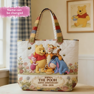 DSNY Honey Bear Celebrate Our 100th Anniversary - Personalized Quilted Tote Bag - Gift For Movie Fans HH01