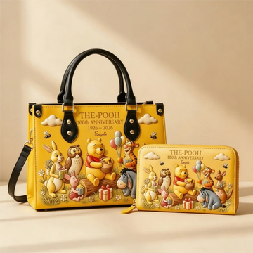 DSNY Honey Bear With Friends 100th Anniversary - Personalized Leather Handbag And Long Wallet - Gift For Fan Movies HH01