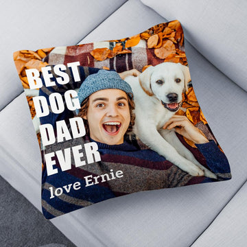 litzzy BEST DOG DAD EVER Custom Photo Sofa Cushion Throw Pillow, Best Gift For Father's Day Throw Pillow   