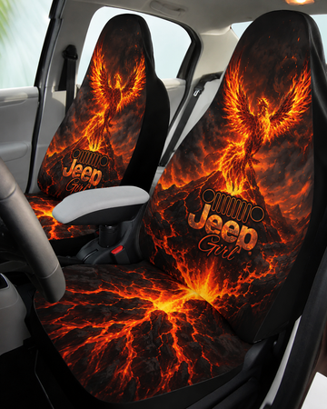 Comprehensive Jeep car seat cover set with a phoenix-themed pattern TN1007260653