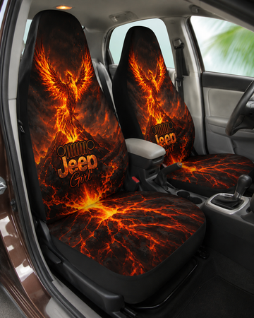 Comprehensive Jeep car seat cover set with a phoenix-themed pattern TN1007260653