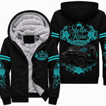 Multicolor Rose and your Jeep Fleece Zip Hoodie-DN1608261001