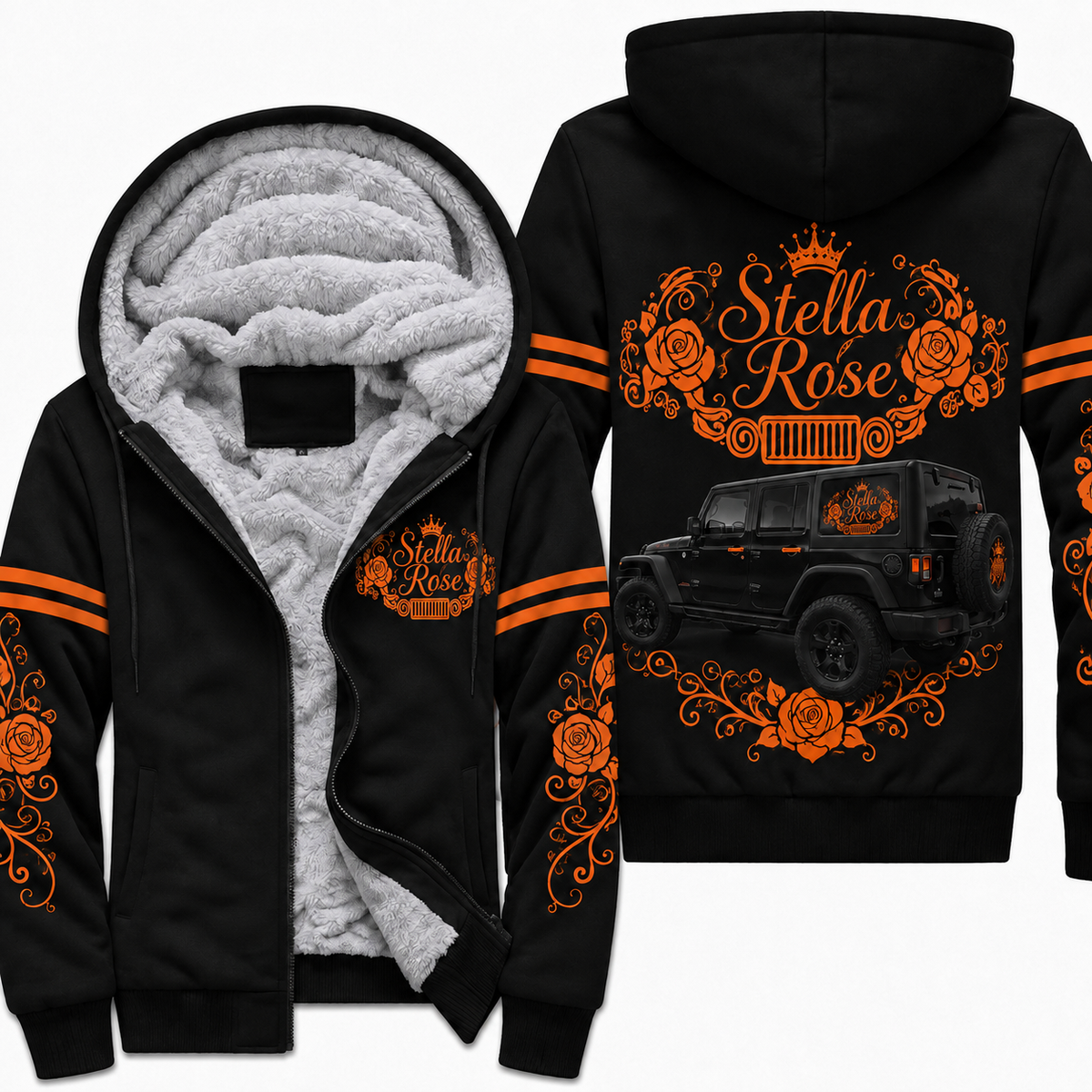 Multicolor Rose and your Jeep Fleece Zip Hoodie-DN1608261001