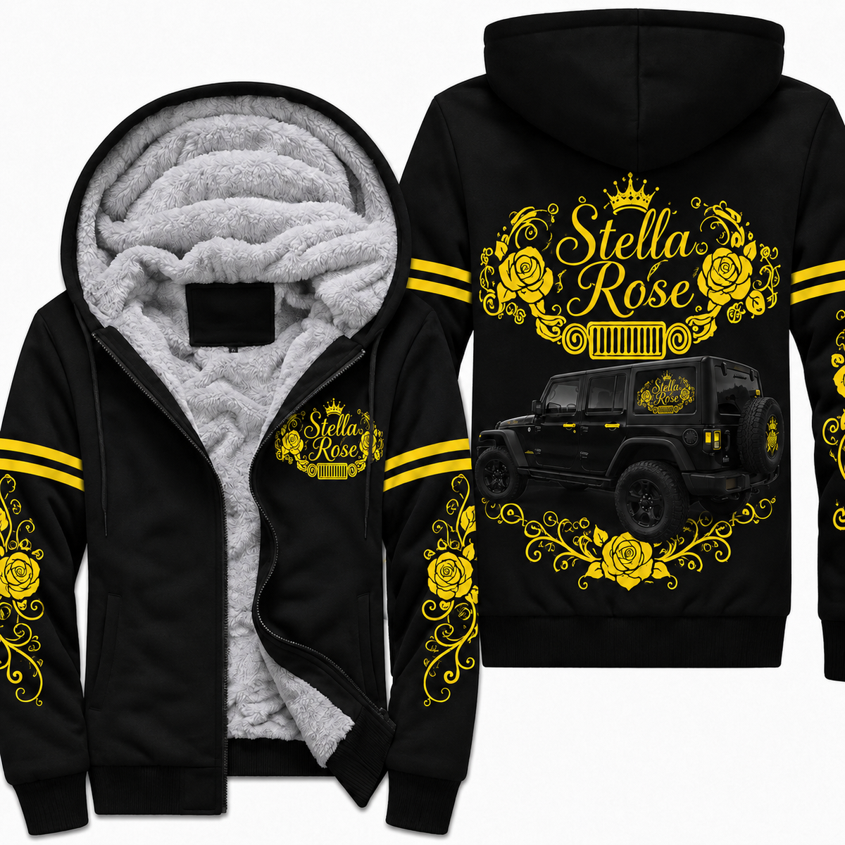 Multicolor Rose and your Jeep Fleece Zip Hoodie-DN1608261001