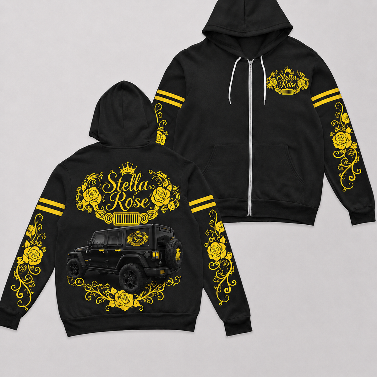Multicolor Rose and your Jeep Fleece Zip Hoodie-DN1608261001