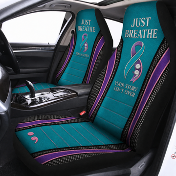 Set of 2 Jeep car seat covers featuring a suicide prevention slogan DN1908261018