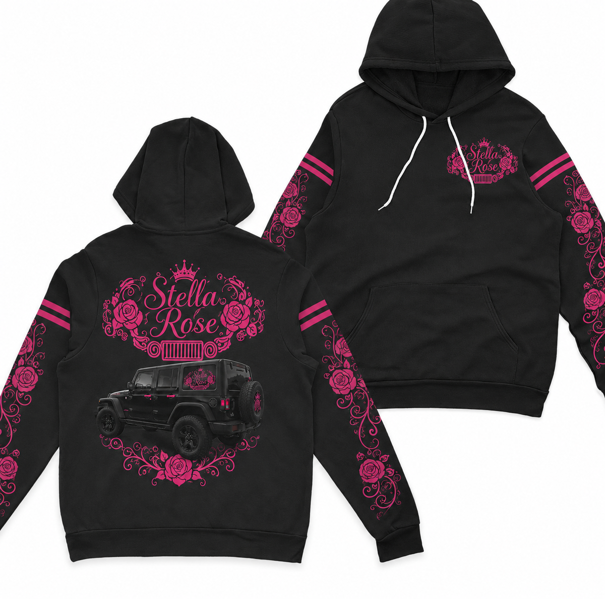 Multicolor Rose and your Jeep Fleece Zip Hoodie-DN1608261001