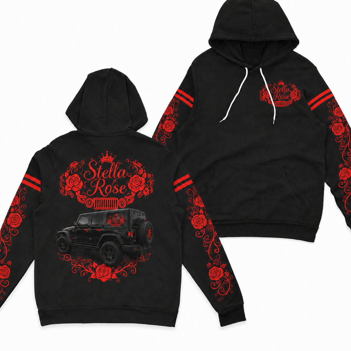 Multicolor Rose and your Jeep Fleece Zip Hoodie-DN1608261001