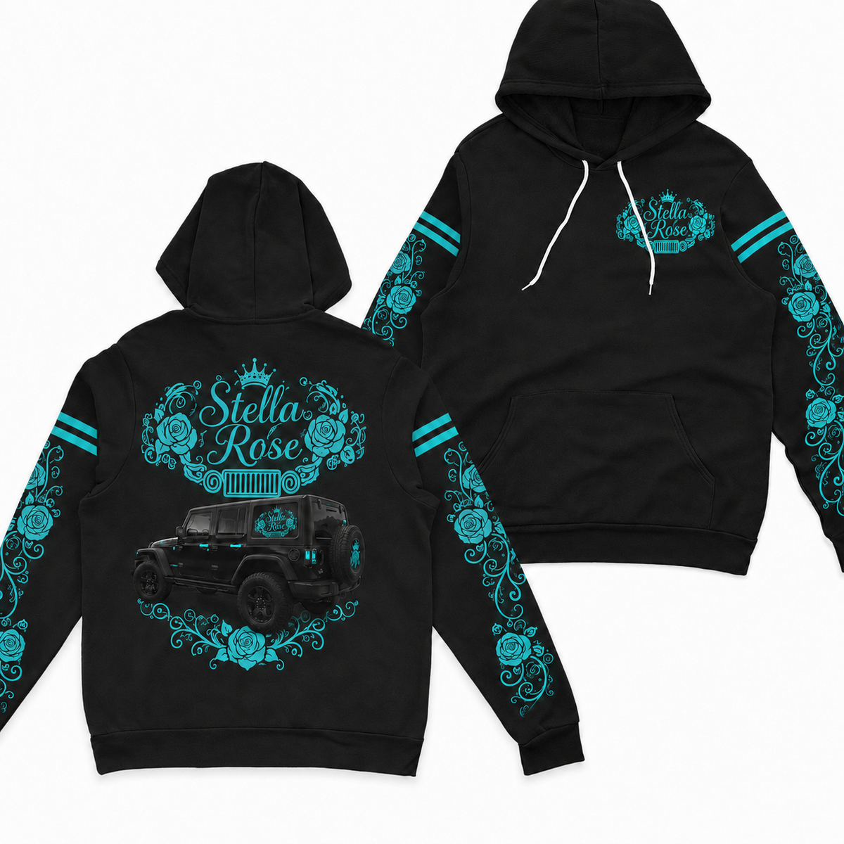 Multicolor Rose and your Jeep Fleece Zip Hoodie-DN1608261001