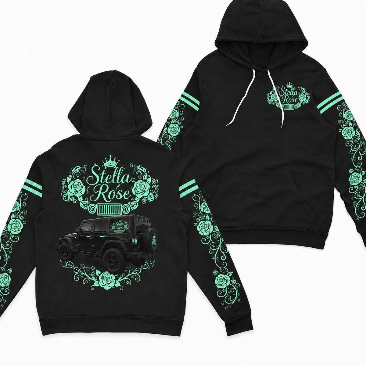 Multicolor Rose and your Jeep Fleece Zip Hoodie-DN1608261001
