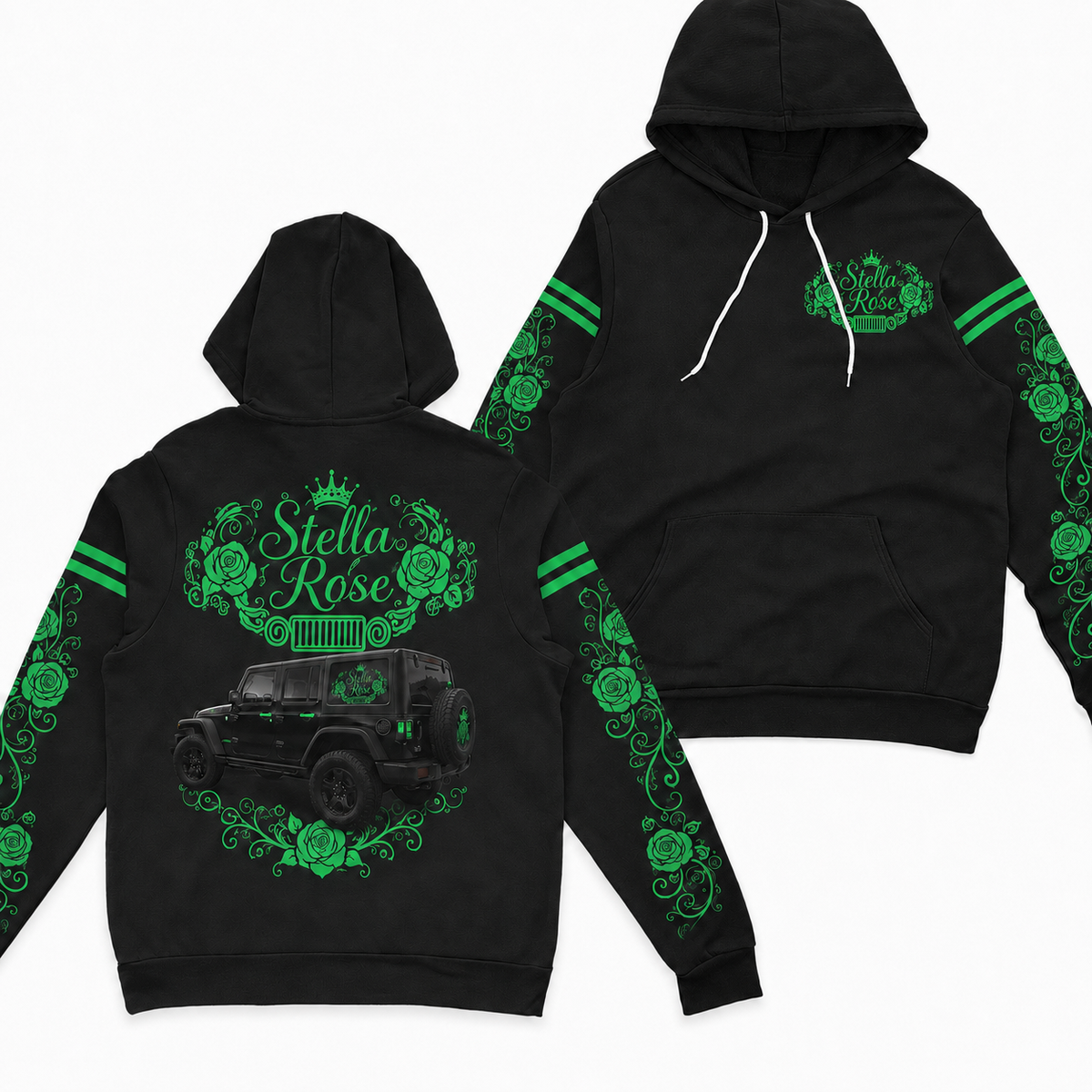 Multicolor Rose and your Jeep Fleece Zip Hoodie-DN1608261001
