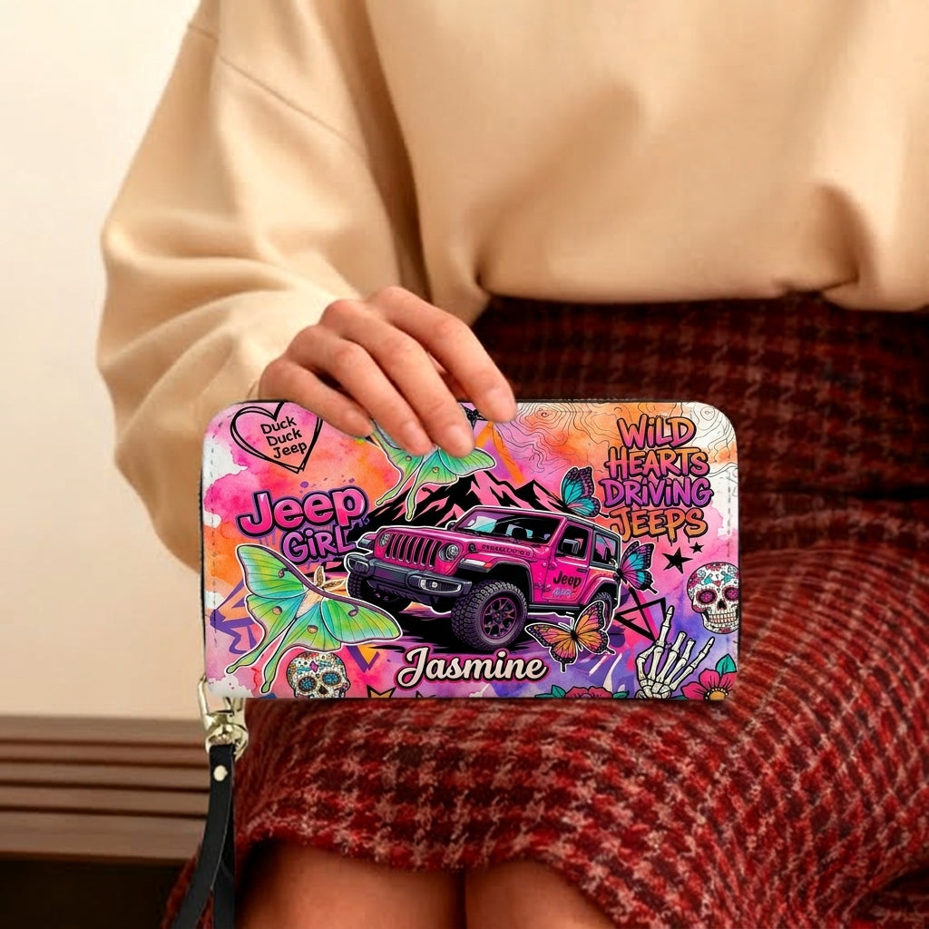 Jeep Skull Girl Personalized Leather Bag + Free Wallet TN2407261540