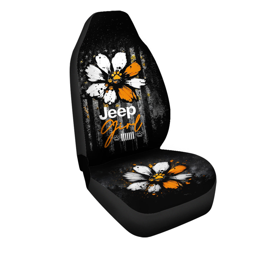 Jeep Girl Dog Sunflower Car Seat Covers Set Of 2