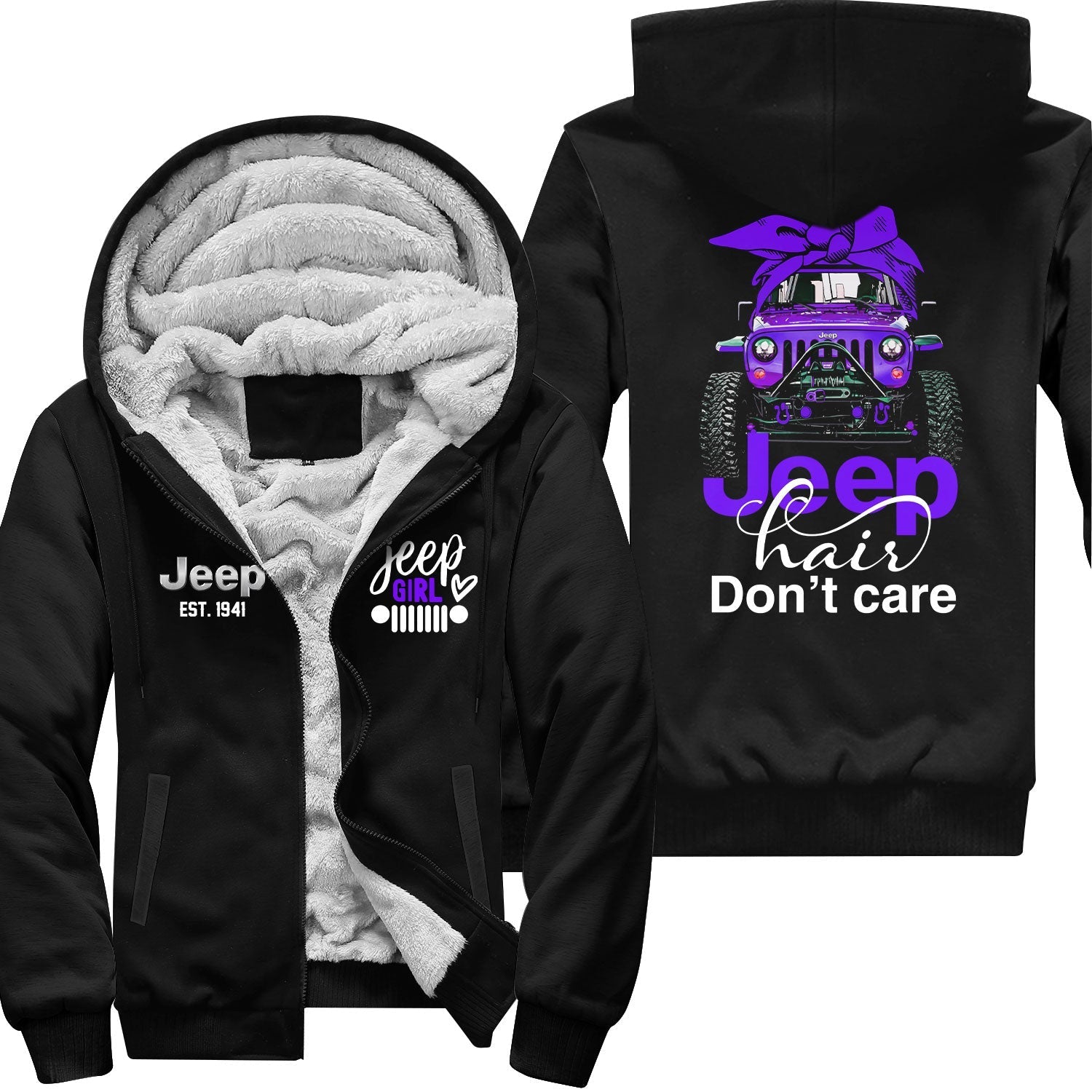 Jeep Hair Don't Care Est 1941 Fleece Zip Hoodie Supler Store