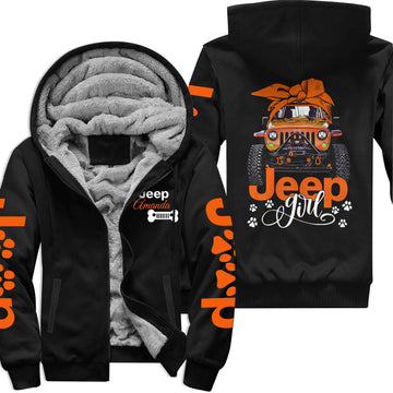 Personalized Jeep Dog Girl Multicolor Fleece Zip Hoodie Supler Store