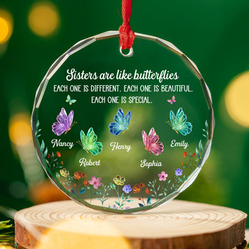 Custom Sister Christmas Ornament •  Festive Sister Love - Personalized Glass Ornament