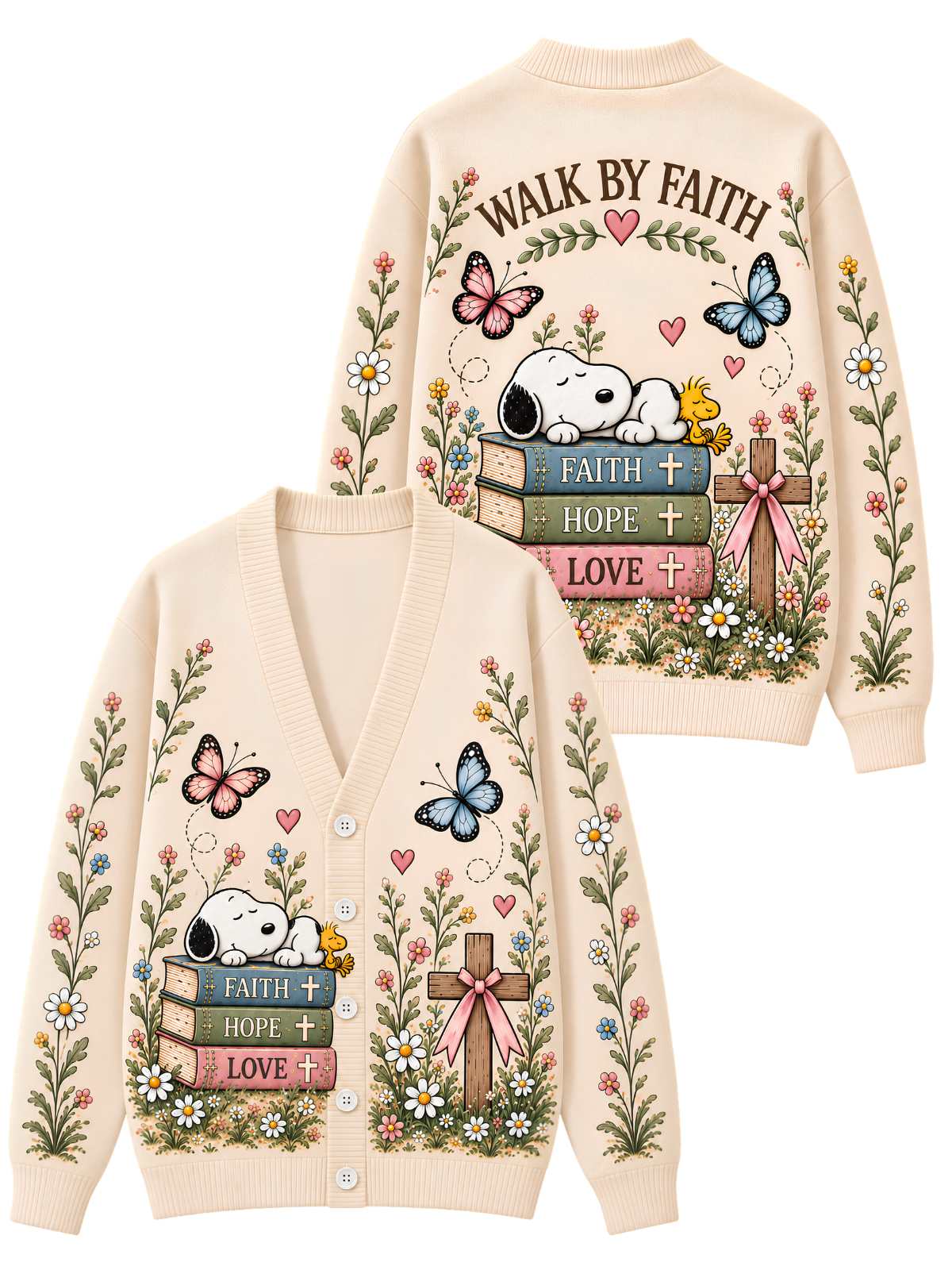 Walk By Faith Gift For Her - Personalized Knitted Cardigan
